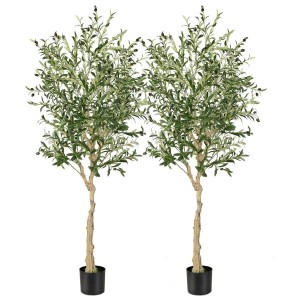 Costway 2er Set Künstliche Olivenbaum Blättern Grün 180 cm
