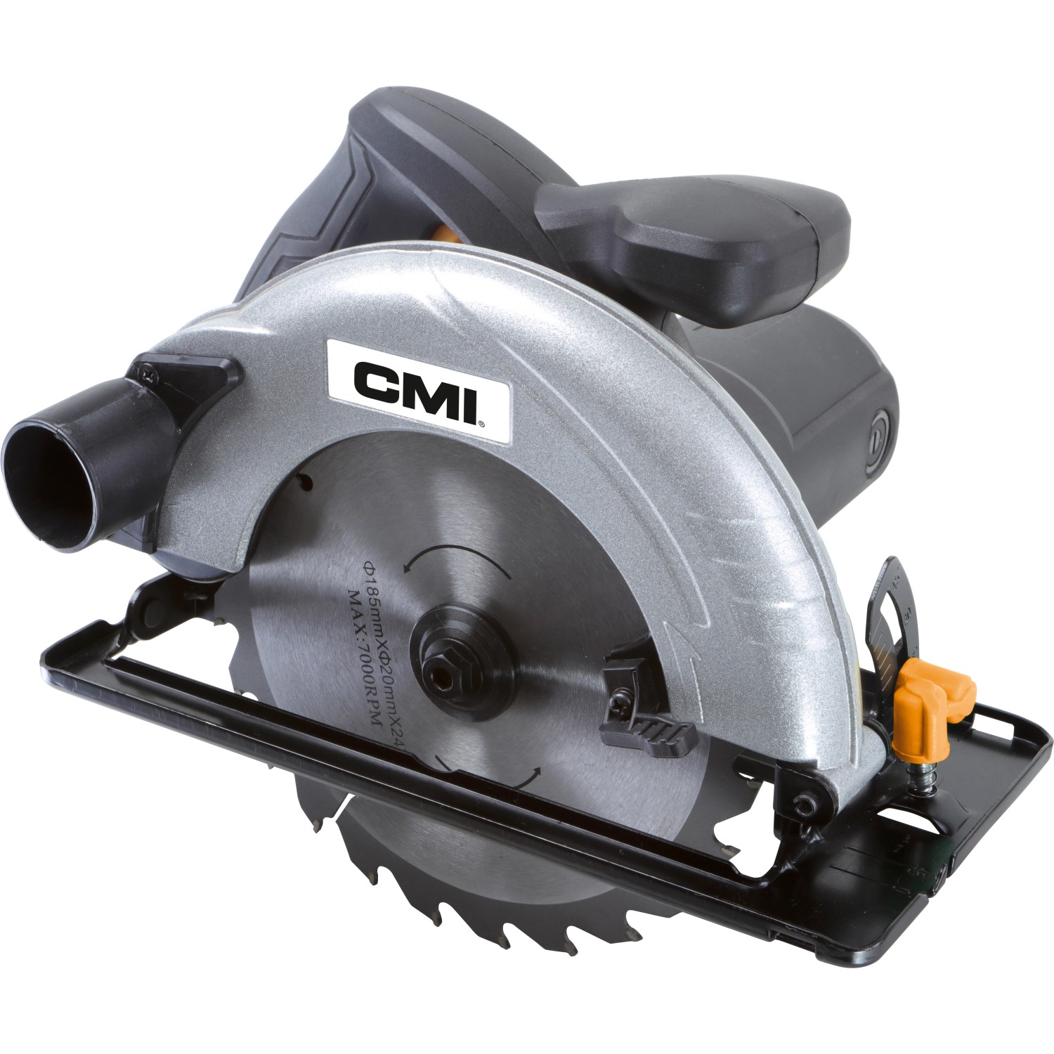 CMI Handkreissäge C-HKS-1200/185 D, 1200 W, max. Schnitttiefe 65 mm, mit Staubabsaugung.