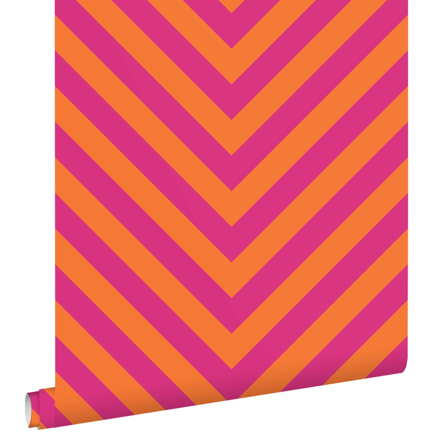 ESTAhome Tapete Zickzackmuster Orange und Bonbonrosa 50 x 900 cm günstig online kaufen