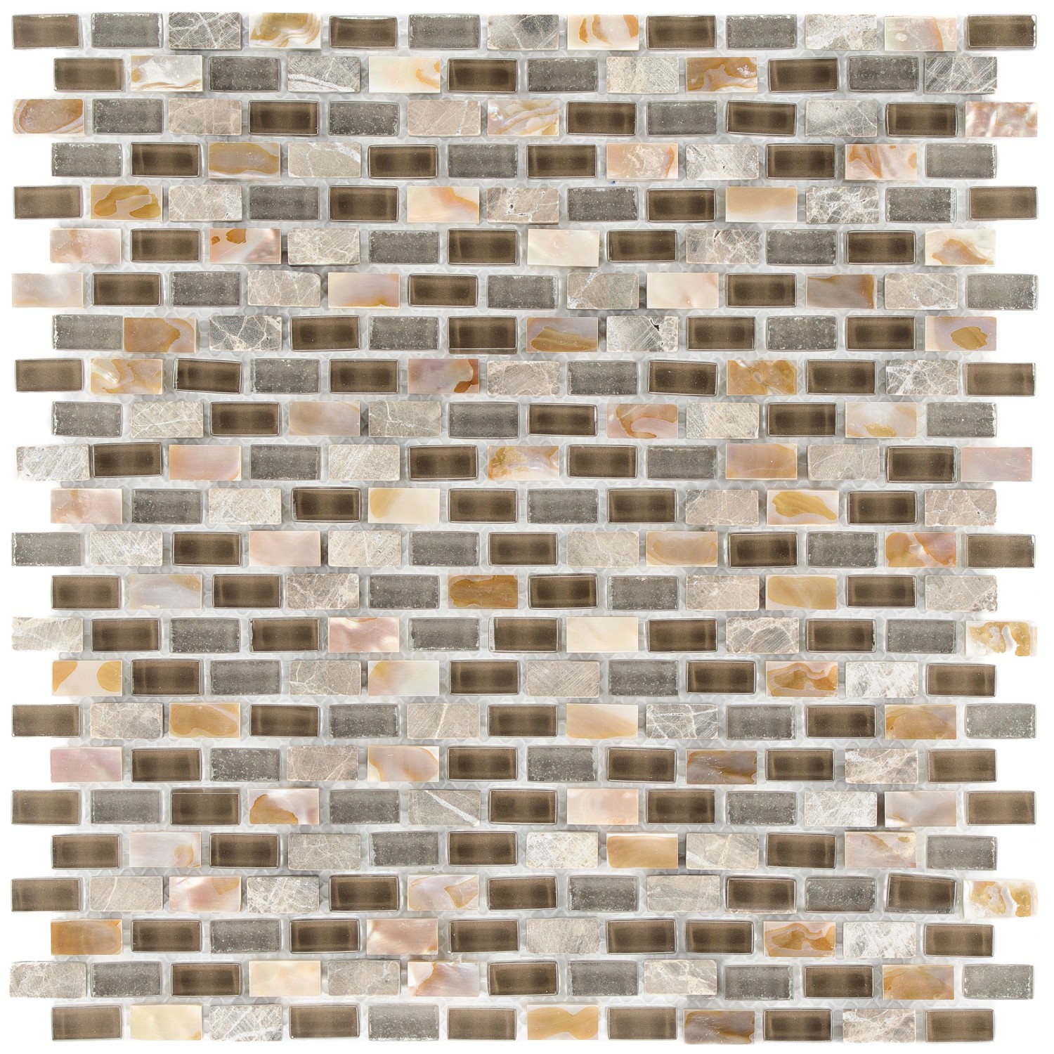 Mosaikfliese Glas Stein 5th Avenue Dark, 28,5x28,5 cm, braun-beige Mix.