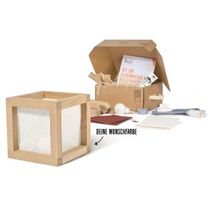 CREATE! by OBI DIY Würfelleuchte Bausatz mit Holzwürfel und Zubehör.