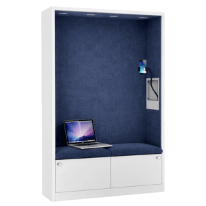 DELUKE Akustikkabine mit Schalldämmung TAGO 185x115x40cm Weiß-Blau Telefonkabine Meetingbox Telefonbox Akustikbox Bürokabine
