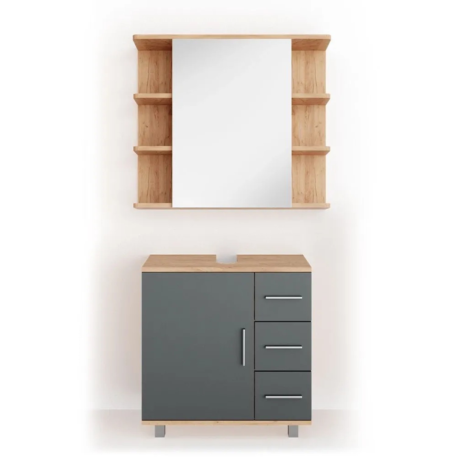Vicco Badmöbel-Set Ilias Eiche 60 x 61 2-teilig