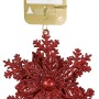 Rote Blume auf Schneeflocke (Ø 10cm) als Weihnachtsdeko zum Hängen, Kunststoff mit Glitter.