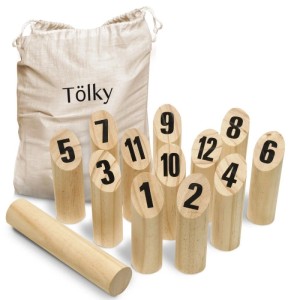 Toyfel Tölky Wurfspiel aus Holz mit Zahlen und Stoffbeutel. Outdoor Spiel für 2-6 Spieler.