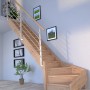 ¼-gewendelte Treppe Mykonos Pro Eiche mit Setzstufen und Design-Holzgeländer