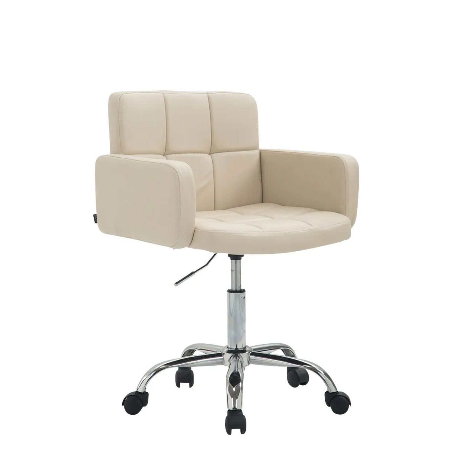 DELUKE Arbeitshocker ZÜRICH 60x52x75cm Kunstleder Creme Arbeitsstuhl Drehhocker Rollhocker Bürohocker