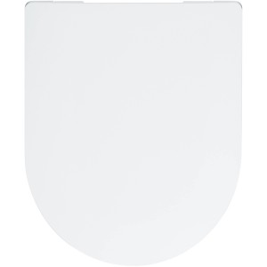 Weißer WC-Sitz Cubeno mit Absenkautomatik aus Duroplast, eckige Form.