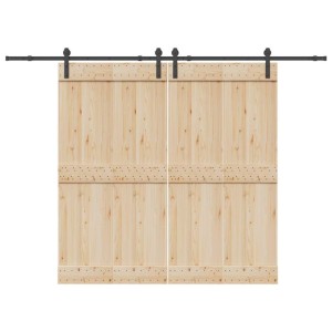 vidaXL Schiebetürbeschlag-Set 305 cm Stahl Schwarz 3295779