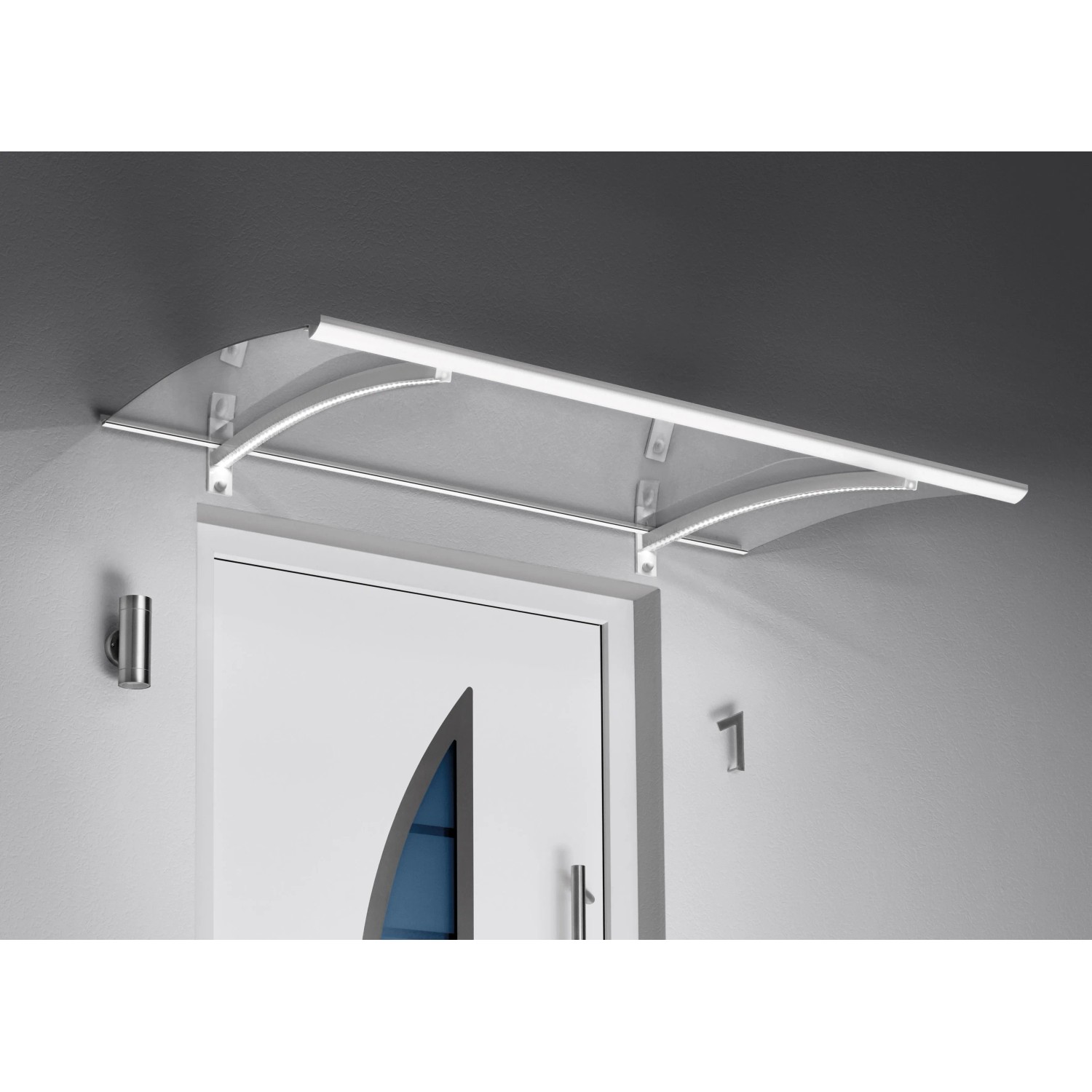 Gutta LED Vordach Aluminium weiß, Acrylglas klar