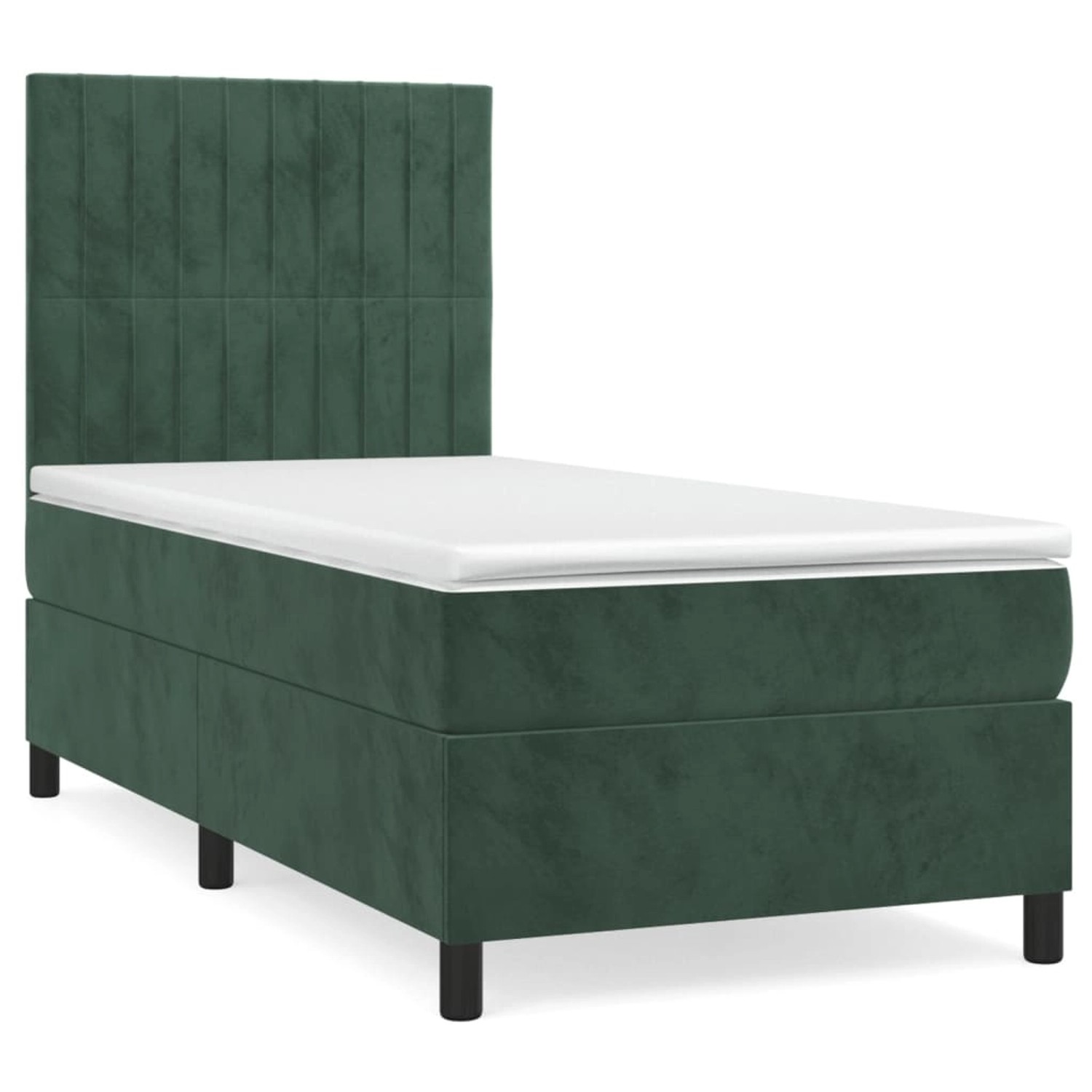 vidaXL Boxspringbett mit Matratze Dunkelgrün 90x200 cm Samt1371397 günstig online kaufen