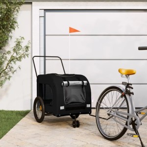 Schwarzer vidaXL Hundeanhänger aus Oxford-Gewebe mit Fahrrad. Sicherer Transport für Haustiere.