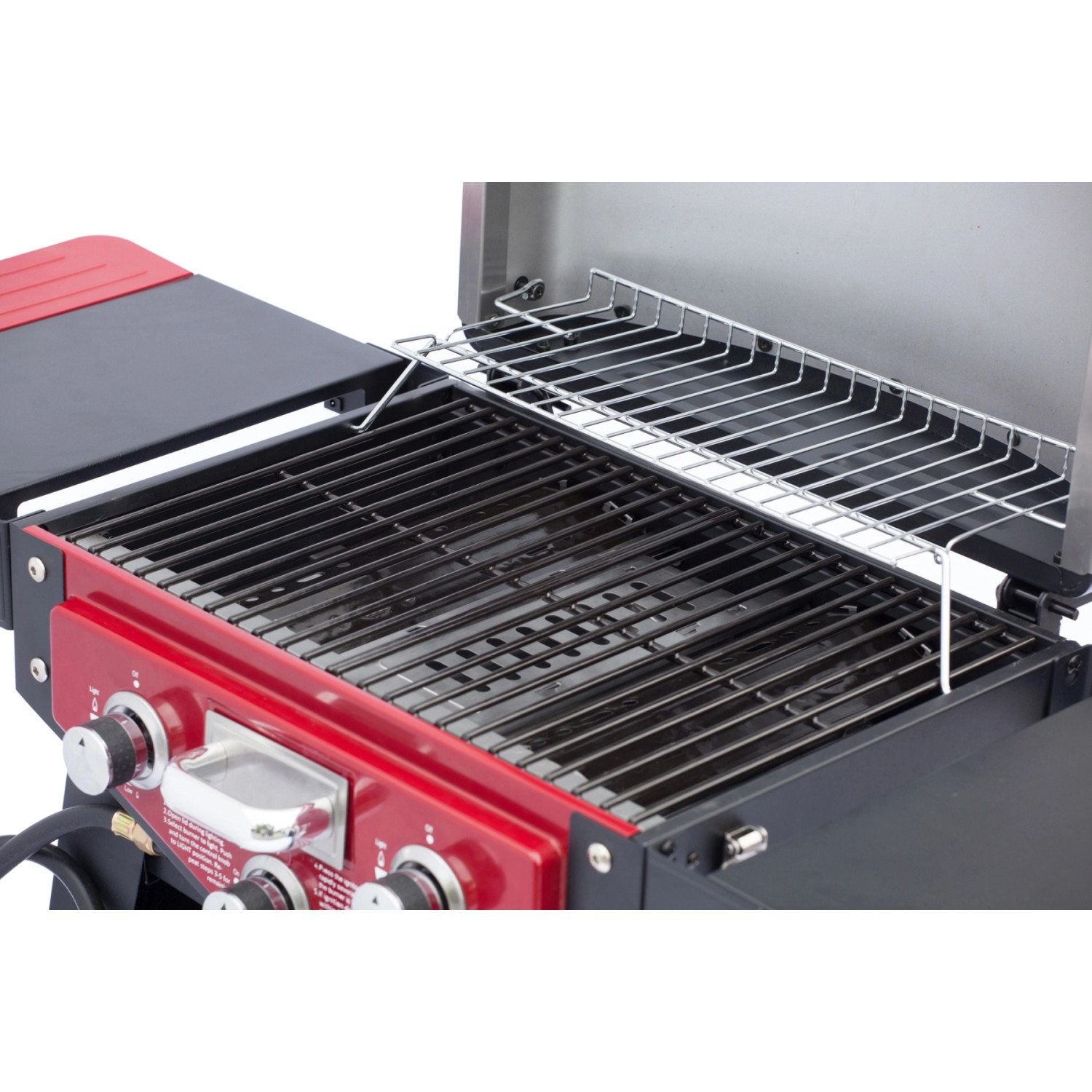 El Fuego Tischgasgrill Smoker Medison, 2 Brenner, rot, mit Grill- und Warmhalterost.