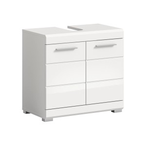 Waschbeckenunterschrank, 60 cm, Weiß Hochglanz mit Türen, FSC®-zertifiziert.