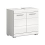 Waschbeckenunterschrank, 60 cm, Weiß Hochglanz mit Türen, FSC®-zertifiziert.