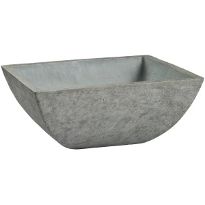 Dunkelgraue Pflanzschale La Rochelle, 33x33x14cm, in Beton-Optik für Innen- und Außenbereich.