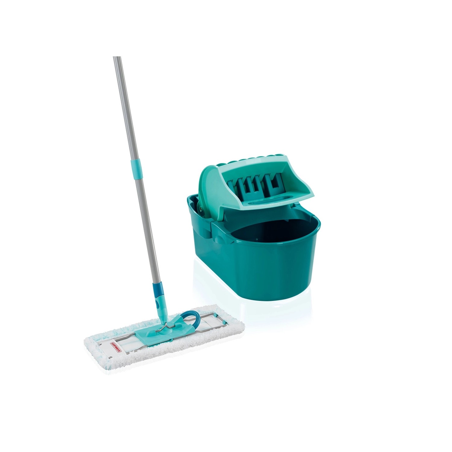 Leifheit Wischtuchpresse Profi Compact mit Bodenwischer für glatte Böden, türkis.