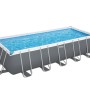 Bestway Stahlrahmenpool-Set PowerSteel, 640x274x132cm, grau, mit Sandfilteranlage.