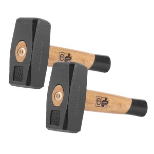 STAHLWERK Fäustel 2er Set, je 1000g, mit Carbon-Stahl Kopf und Holzgriff. Handwerkzeug für hohe Schlagkraft.