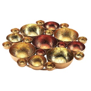 Kobolo Dekoschale BUBBLE, gold-bronzefarbener Kerzenhalter aus Metall für Kerzen und Deko.