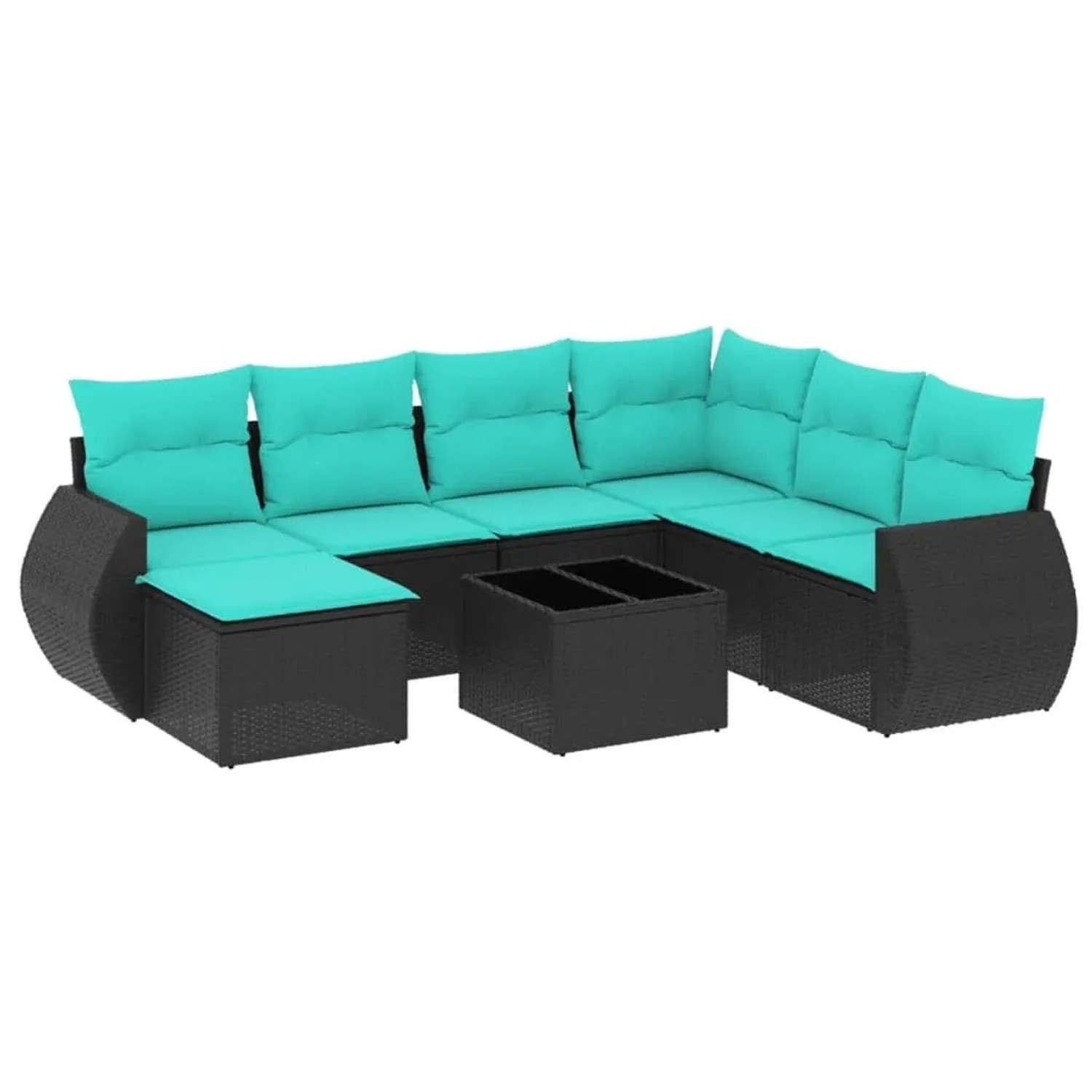 vidaXL 8-Tlg Gartensofa-Set mit Kissen Schwarzes Polyrattan 3221706