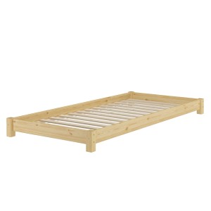 Massivholzbett, Einzelbett 90x200 cm aus Kiefernholz mit Rollrost.