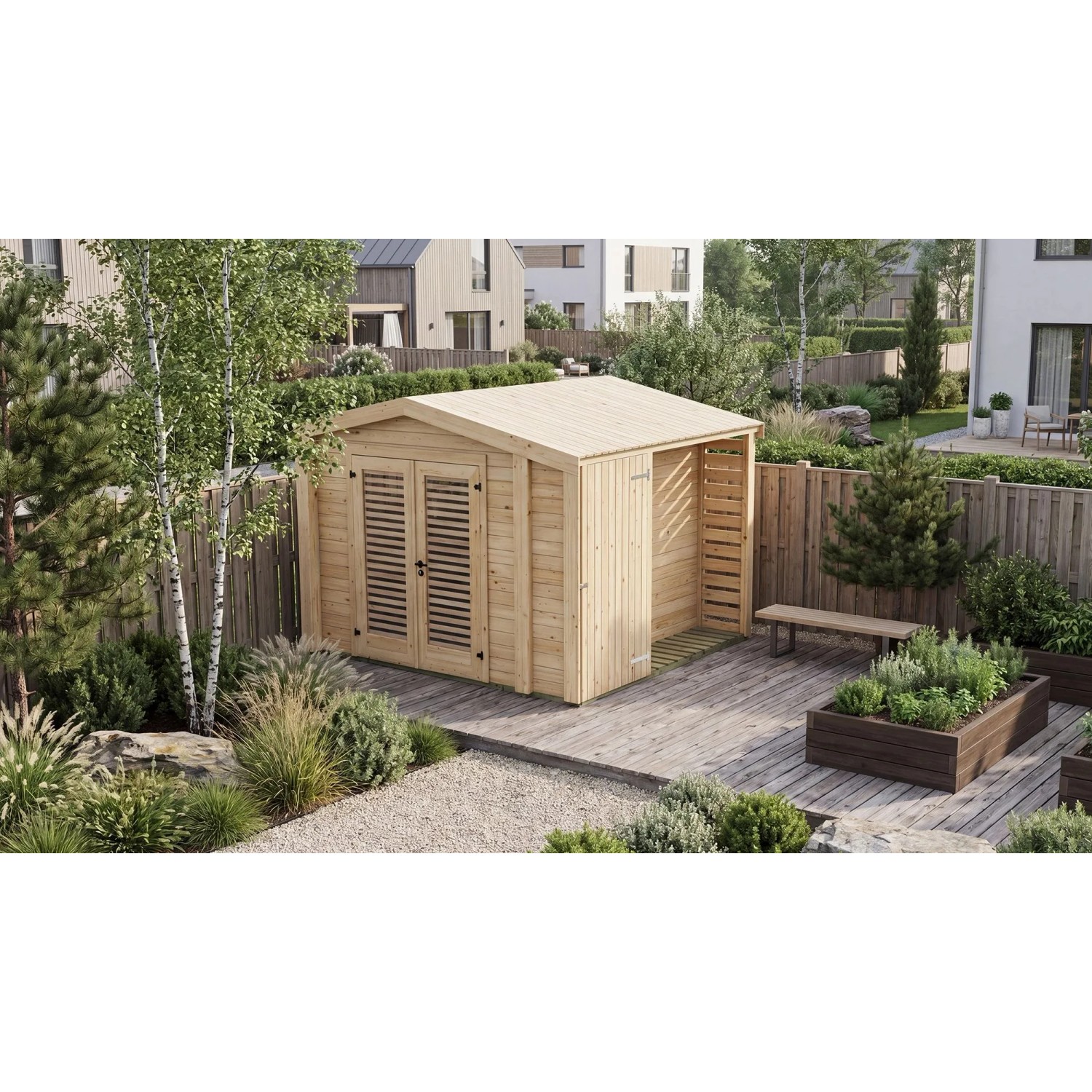 Weka Holz-Gartenhaus Killarney Satteldach Natur Unbehandelt 311 cm x 263 cm