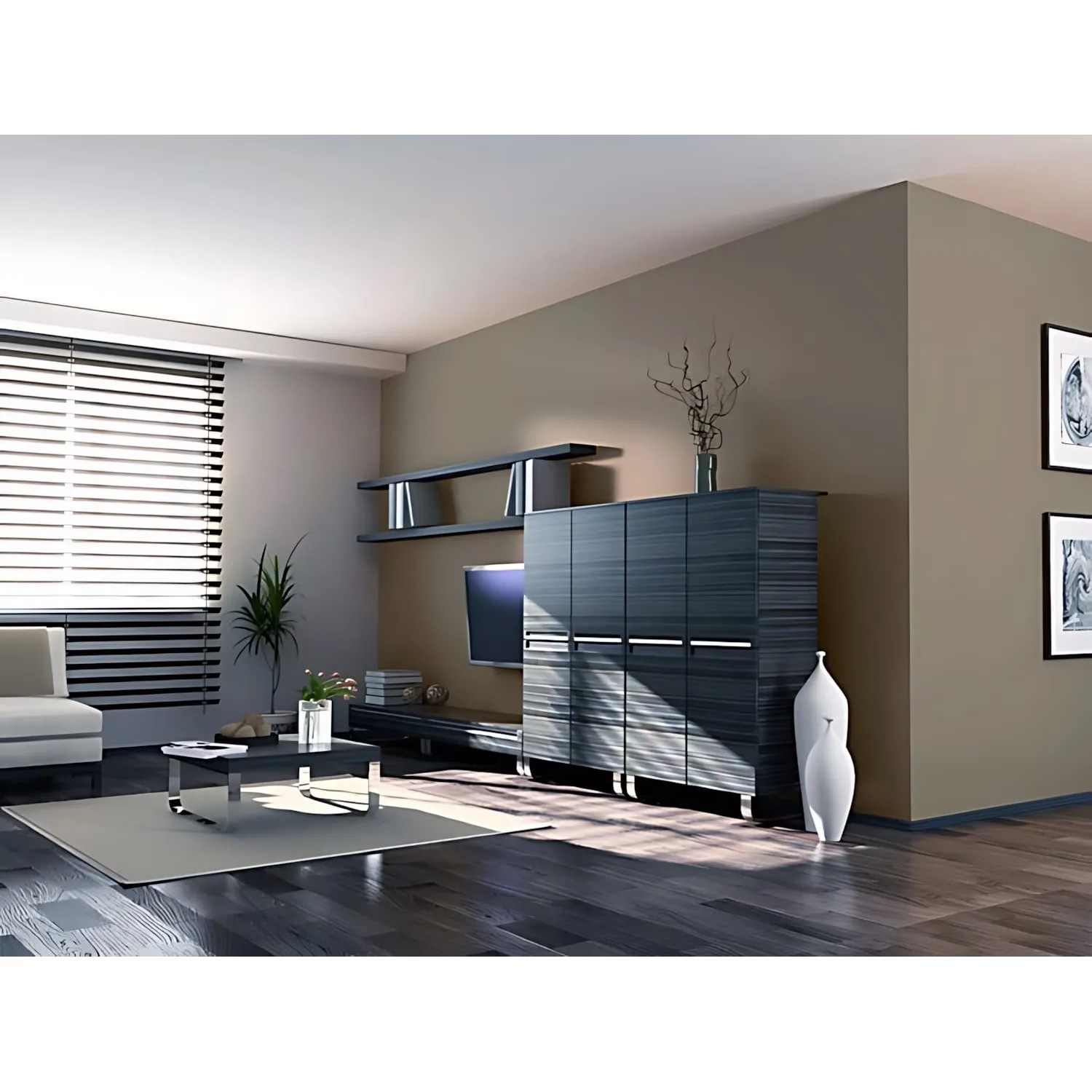 Raumansicht mit weißer, glatter PROFHOME Vliestapete als Basis für individuelle Wandgestaltung.