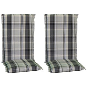 2er Set Beo Sitzauflagen Hochlehner Atika Karo Beige für Gartenstühle.