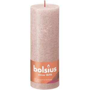 Bolsius Rustik-Kerze in Nebligem Rosa, 19 cm hoch. Stumpenkerze für gemütliche Atmosphäre.
