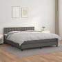 Graues vidaXL Boxspringbett 180x200 cm mit Matratze und Kunstleder-Bezug.