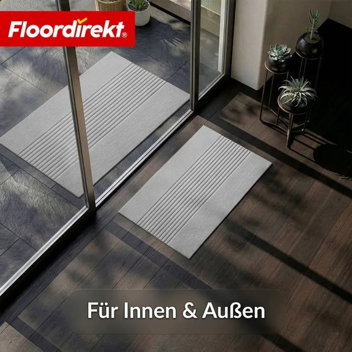 Floordirekt Schmutzfangmatte CIRCA Waschbar Rutschfest TPE-Rücken Grau Streifen 60 x 90 cm_4