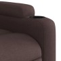 Detailansicht: Dunkelbrauner Massagesessel mit Getränkehalter. Relaxsessel aus Stoff.