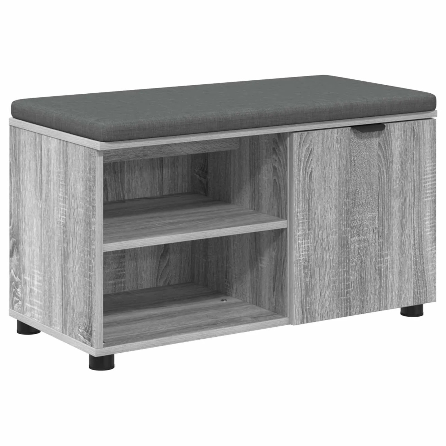 vidaXL Flurbank mit Kissen mit Regal Graues Sonoma 80 x 38 x 46 cm 891509
