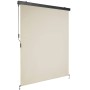 Beige Tectake Senkrechtmarkise Eloise 140x250 cm, ausgefahren, mit schwarzem Gehäuse und Handkurbel.