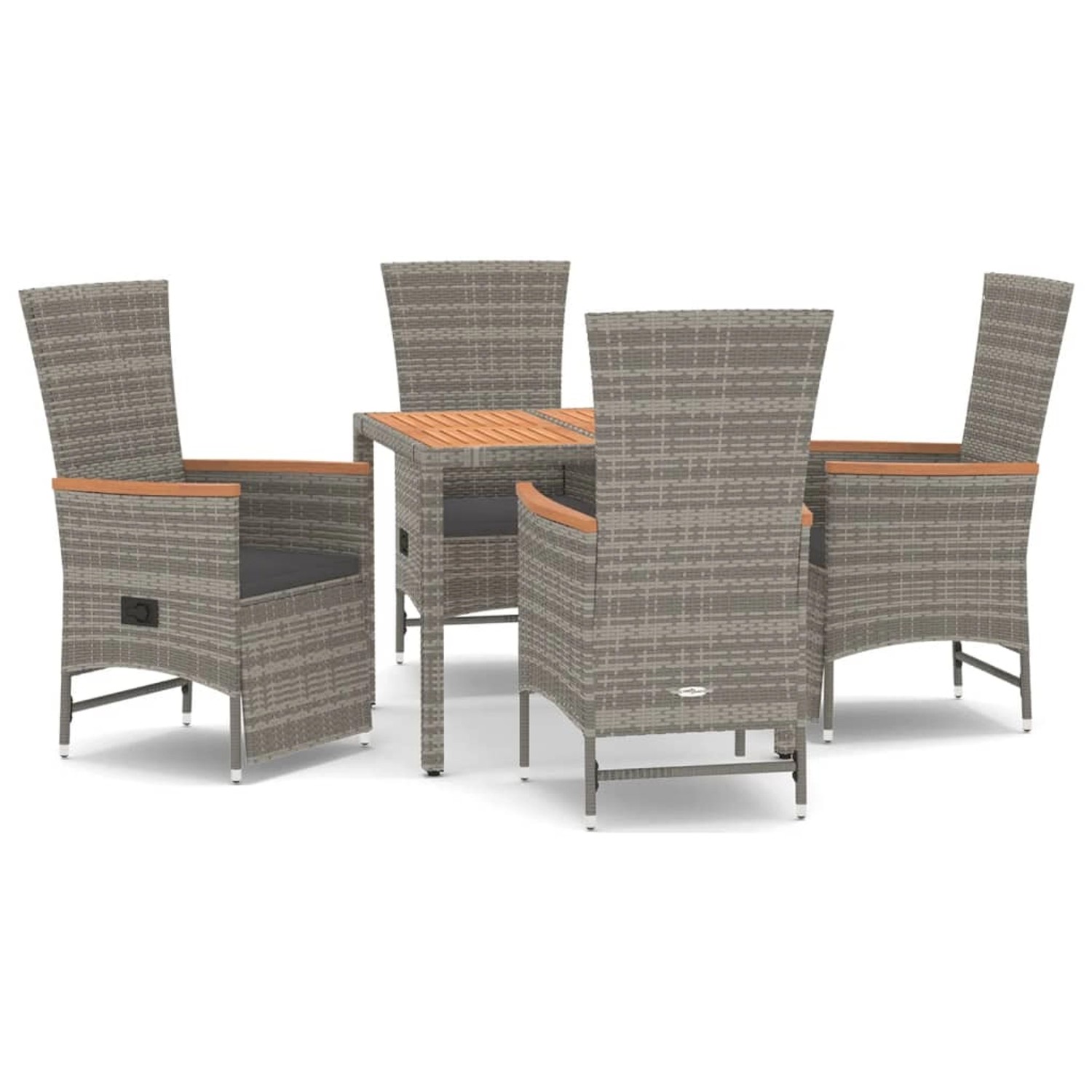 vidaXL 5-Tlg Garten-Essgruppe mit Kissen Grau Poly Rattan 3157548 günstig online kaufen