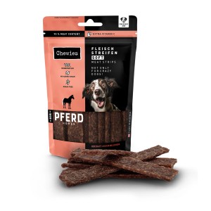 Chewies Fleischstreifen Soft Mini Pferd, 70g. Hunde-Kaustreifen mit Pferdefleisch, ideal für Welpen und Senioren.