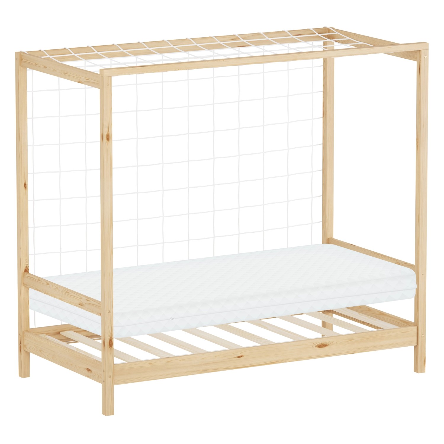 ML-Design Kinderbett Fußballtor 80x160 cm mit Matratze Natur Holz