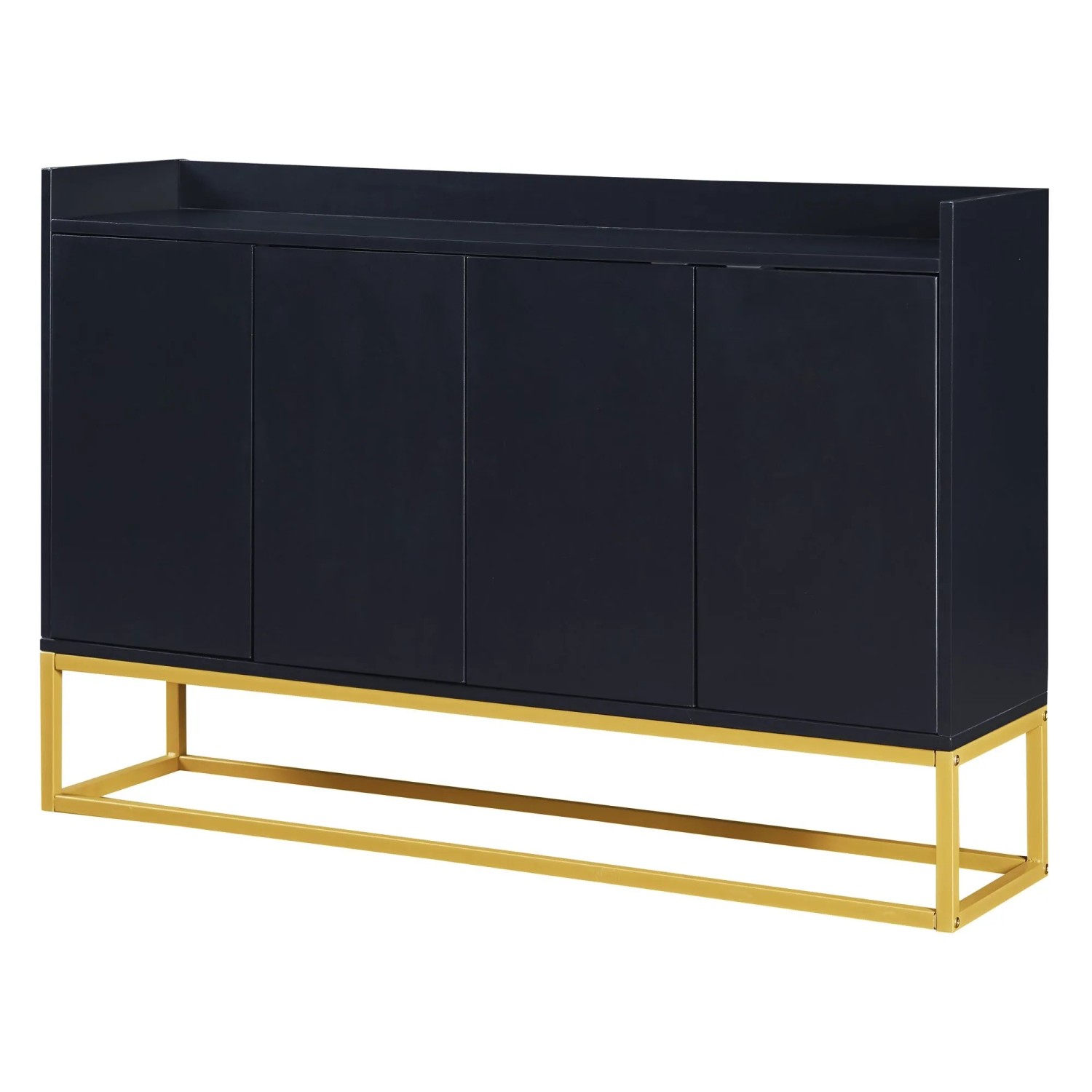 okwish Sideboard mit 4 Türen GriffloseTür Esszimmer 120x80x30cm Schwarz
