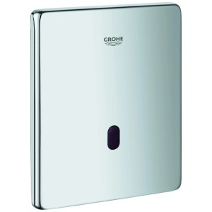 GROHE Tectron Skate Betätigungsplatte für Urinal, glänzend Chrom, mit Infrarotsensor und Logo.