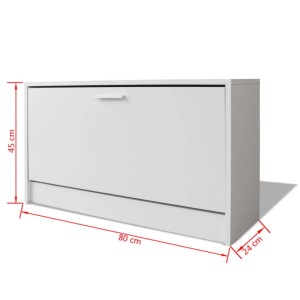 vidaXL Schuhbank Eiche, 80x24x45 cm, weiße Ausführung. Schuhschrank für ca. 5-6 Paar Schuhe.