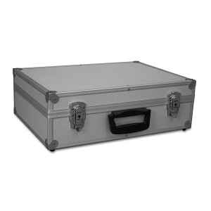 Gorando Transportkoffer, silberner Werkzeugkoffer mit Alurahmen, 440x300x130mm.