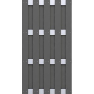 Sichtschutzzaun Element Jumbo WPC Anthrazit-Aluminium, 95x179cm, mit vertikalen WPC-Lamellen und Aluminium-Querriegeln.
