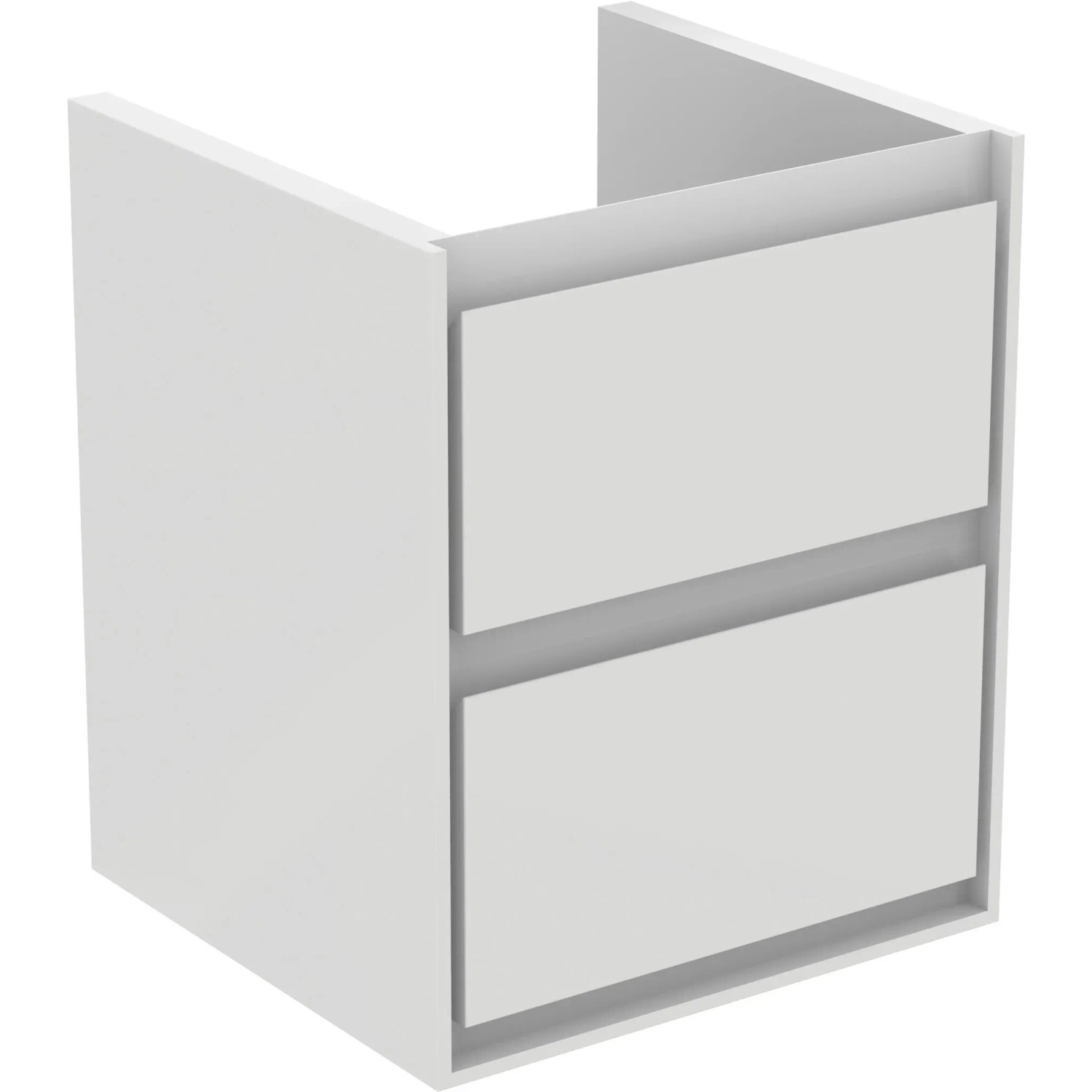 Ideal Standard Connect Air Waschbeckenunterschrank, weiß, 43 cm breit, mit zwei Schubladen.