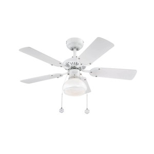 Weißer WESTINGHOUSE Deckenventilator Princess Radiance II (90 cm) mit Beleuchtung und Zugschnur.