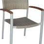 Merxx Stapelsessel Silano 2er-Set: Gartenstuhl mit Aluminiumgestell, Kunststoffgeflecht und Armlehnen aus Akazienholz.