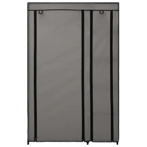 Grauer vidaXL Faltschrank (110x45x175 cm) aus Stoff mit Reißverschlüssen.