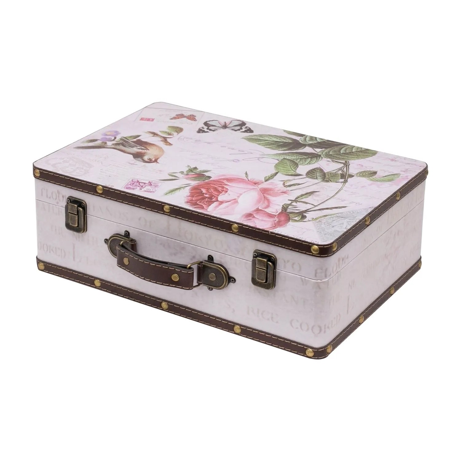 Thumbnail - HMF VKO102 Vintage Vintage Koffer Truhe Holzkiste Holz 38 x 26 x 13 cm Deko Rose