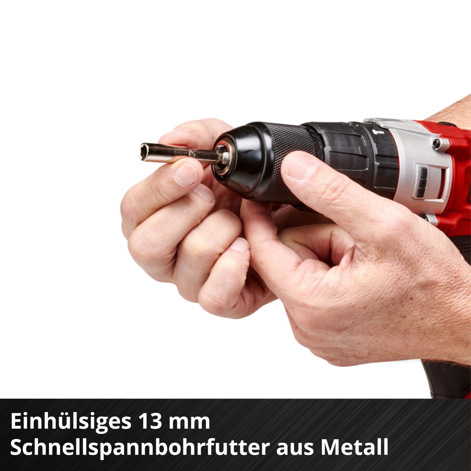 Einhell Akku-Schlagbohrschrauber: Bit wird in das Schnellspannbohrfutter eingesetzt.