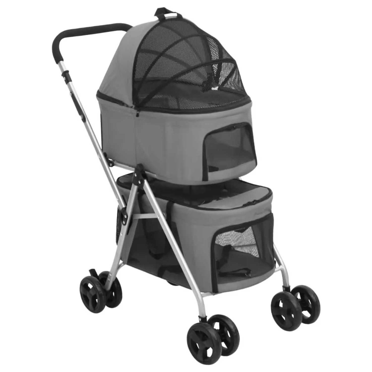 vidaXL Hundewagen für 2 Hunde Faltbar Grau 83x48x97 cm Oxford-Gewebe 172205